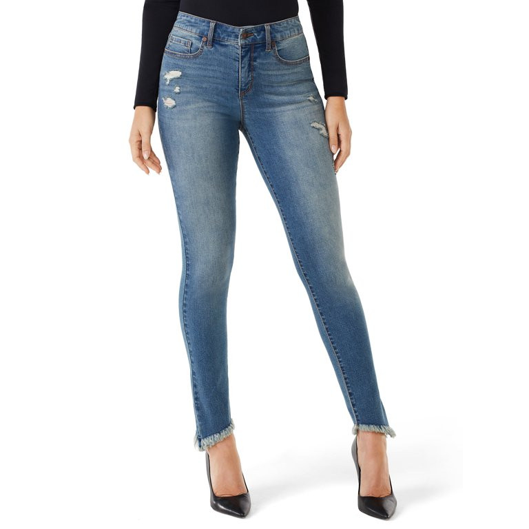 Sofia Jeans by Sofia Vergara Women's Rosa High-Rise Curvy Ankle Jeans with Fringe Hem | Walmart (US)