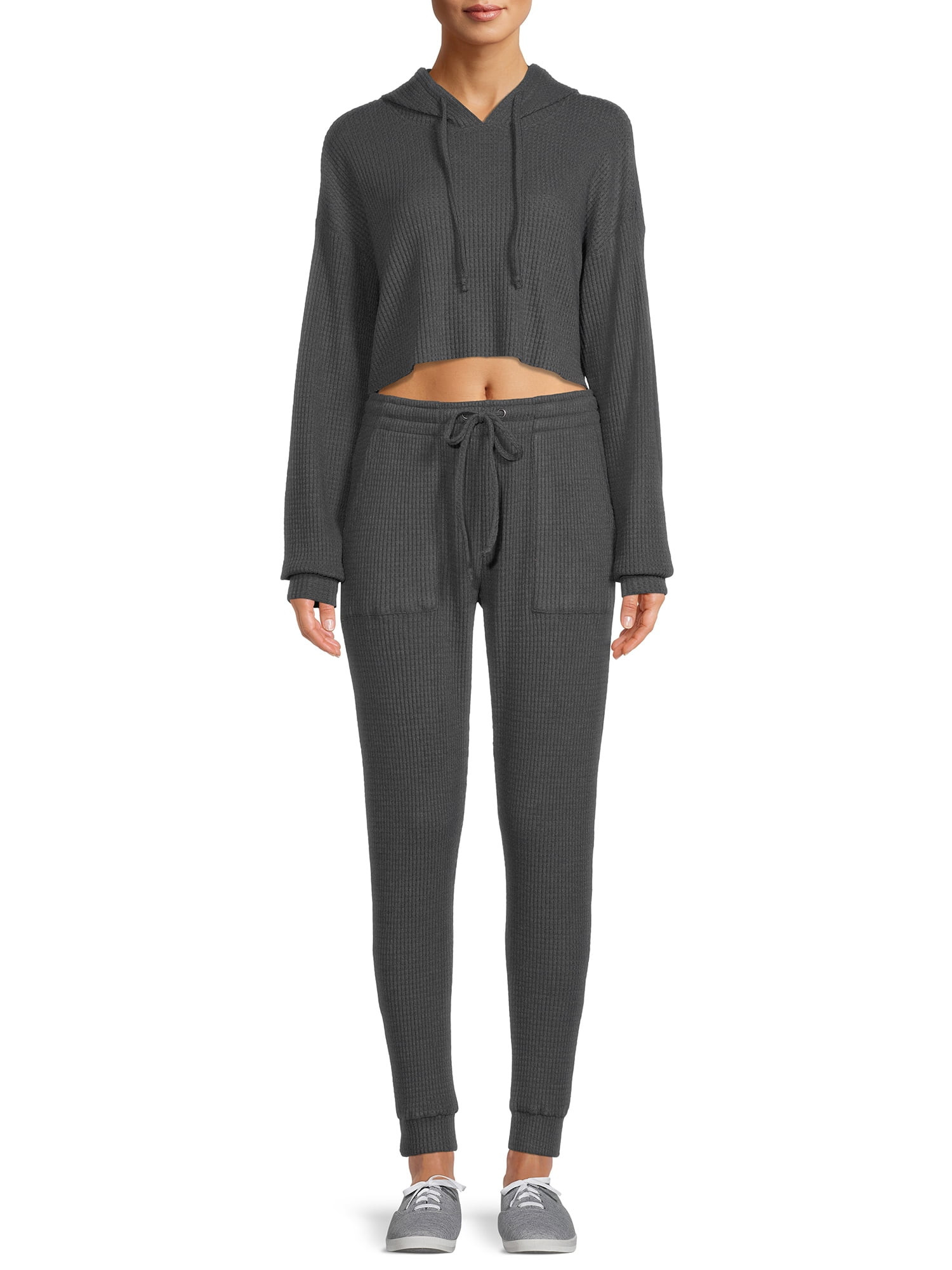 Liv & Lottie Juniors' Waffle Knit Hoodie and Joggers Set, 2-Piece | Walmart (US)