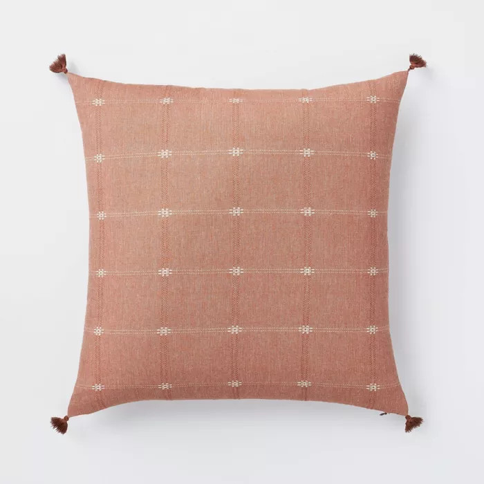 Woven Dobby Square Throw Pillow with Corner Tassels Red/Cream - Threshold™ designed with Studio... | Target