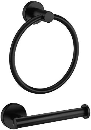 Marmolux Acc - Matte Black Toilet Paper Holder and Towel Ring | 2 Piece Bathroom Hardware Set with T | Amazon (US)