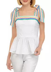 Women's Sleeveless Ric Rac Peplum Top | Belk