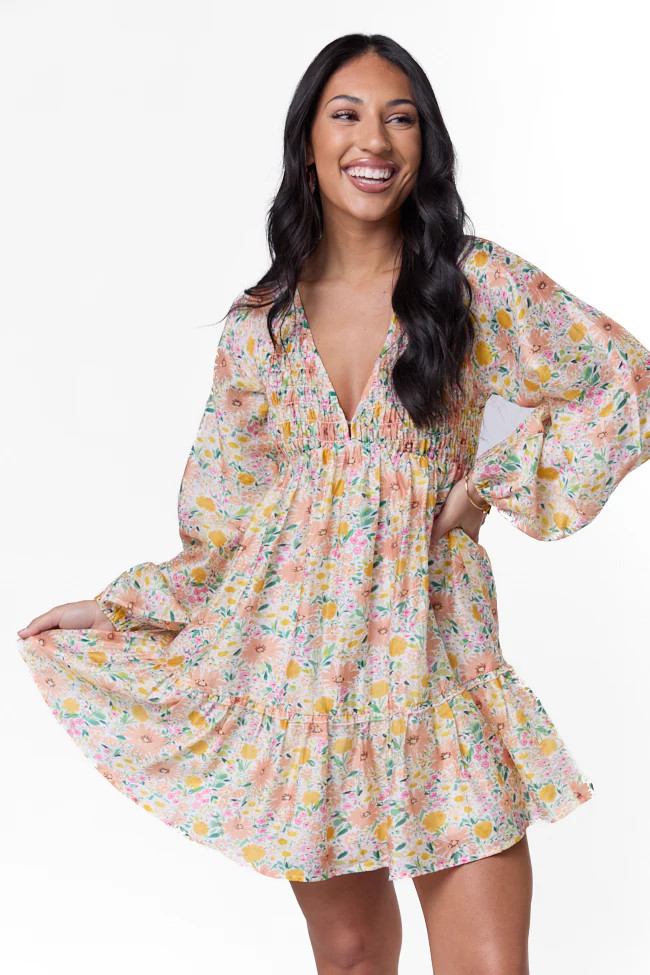 Here We Are Multi Floral Mini Dress | Pink Lily