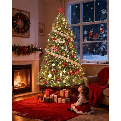 9FT Artificial Christmas Tree Premium Pine Xmas Tree with 1000 Branch Tip for Home Office Winter Holiday Décor, Foldable Stand, Easy Assembly | Target