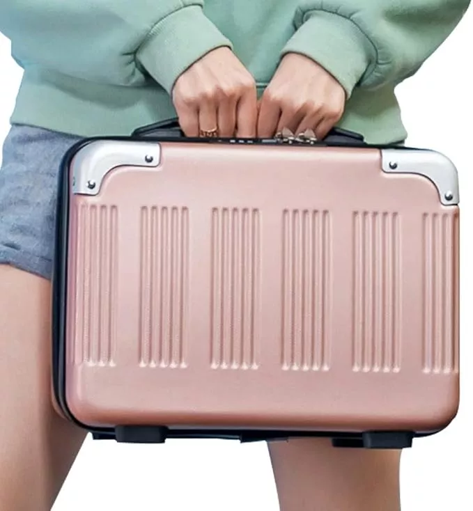 Lzttyee Small Hard Shell Cosmetic Case Travel Hand Luggage Portable  Carrying Makeup Case Suitcase