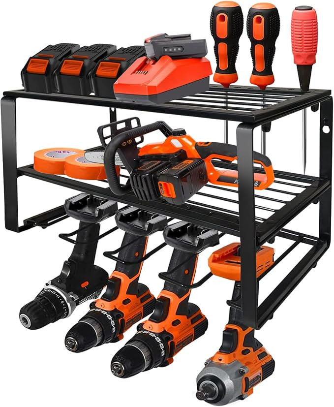 Power Tool Organizer, Wall Mounted Storage Rack,150lb Weight Limit Heavy Duty Floating Tool Shelf... | Amazon (US)