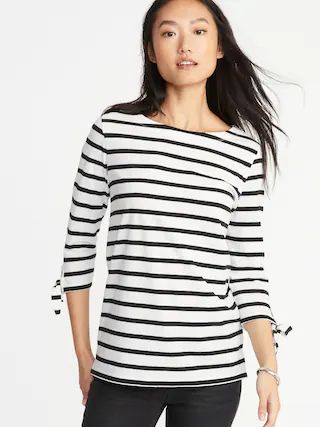Relaxed Tie-Sleeve Boat-Neck Tee for Women | Old Navy US