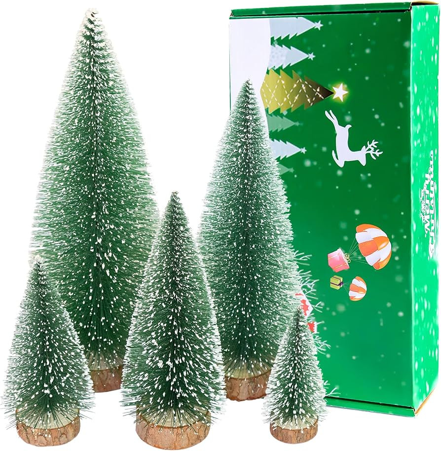 Bottle Brush Trees Mini Christmas Trees Decor Miniature Christmas Tree Small Desktop Artificial Pine | Amazon (US)