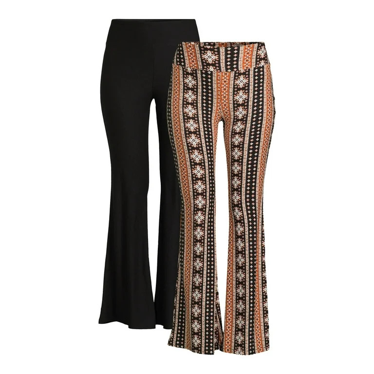 No Boundaries Women's Juniors Flare Pants, Available 1-Pack, 2-Pack, Sizes S-XXXL | Walmart (US)