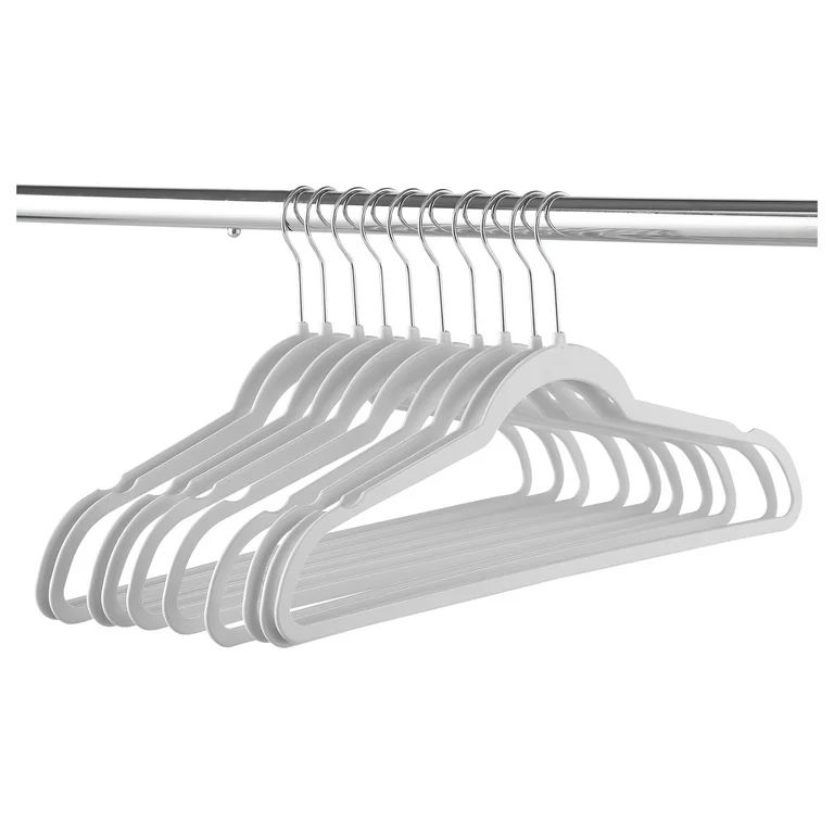 Mainstays Slim Clothes Hangers for Adult, 10 Pack, White, Durable Plastic, Space Saving - Walmart... | Walmart (US)