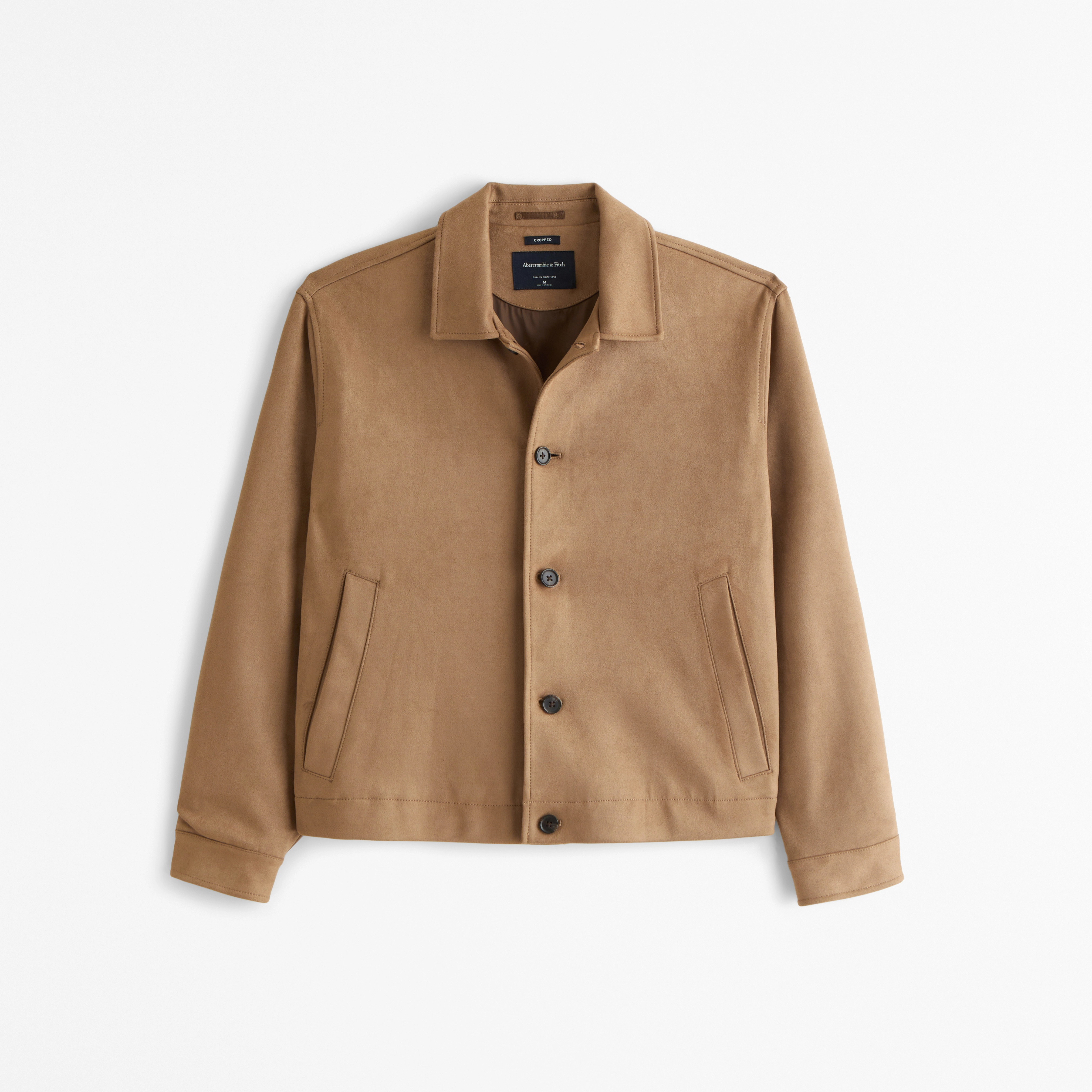 Cropped Vegan Suede Jacket | Abercrombie & Fitch (US)