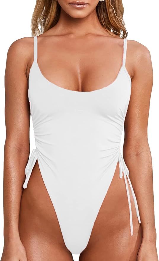 ALBIZIA One Piece Swimsuit for Women Tummy Control Padded High Leg Cut Thong 1 Piece Swimwear | Amazon (US)