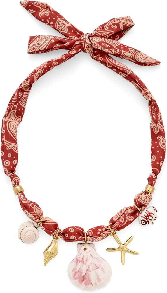 WOWORAMA Colorful Scarf Necklace with Seashell Starfish Charm Necklaces for Women Summer Bandana ... | Amazon (US)