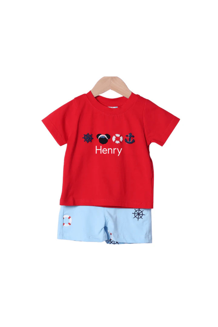 French Knot Mouse Cruise Short Set | The Smocked Flamingo