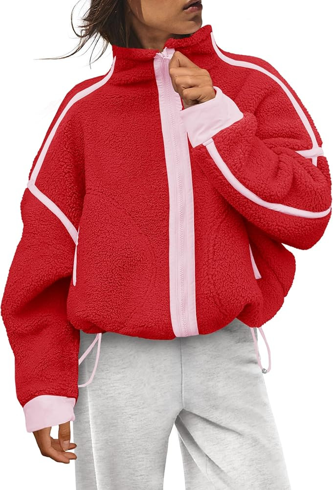 Nirovien Womens Oversized Fleece Jacket Zip Up Sherpa Jackets Warm Winter Coats with Pockets Fuzz... | Amazon (US)