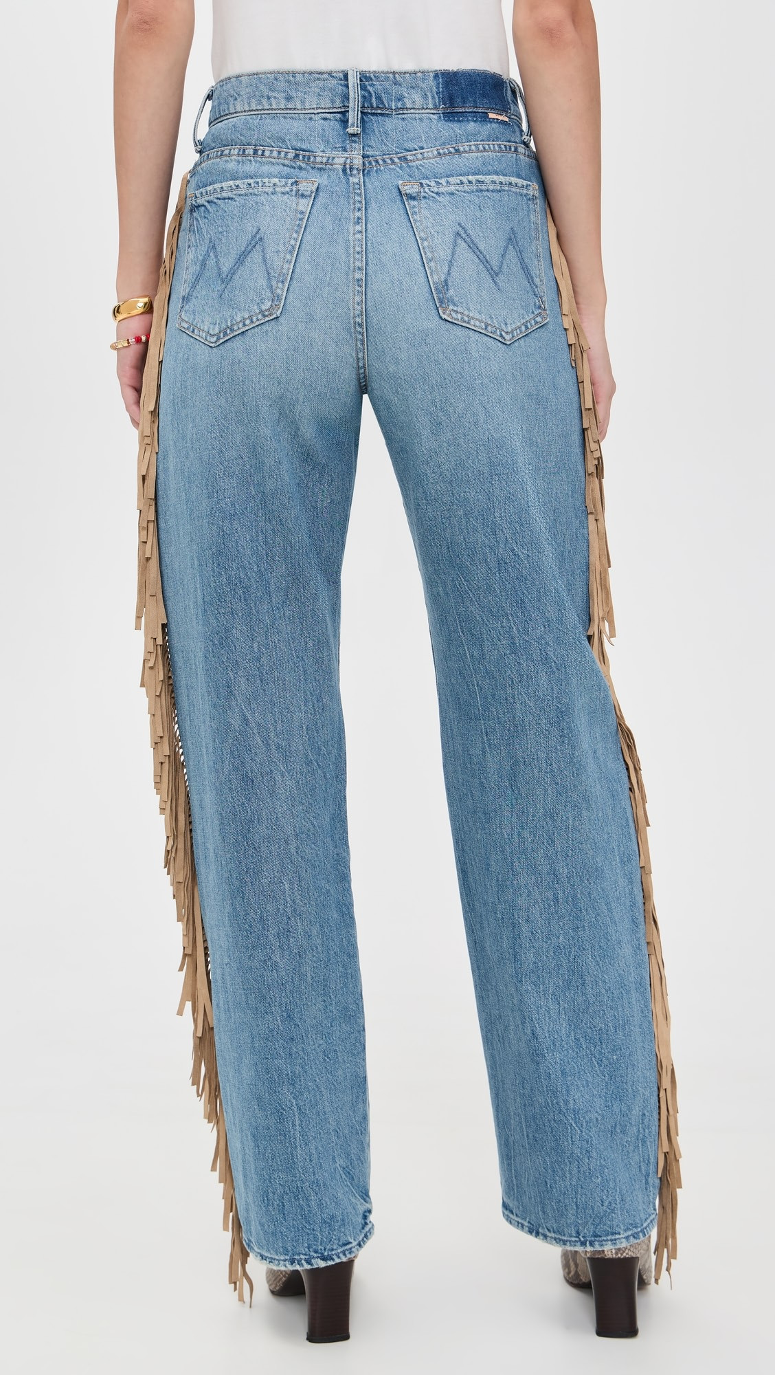 MOTHER Fringe Half Pipe Button Sneak Jeans | Shopbop | Shopbop