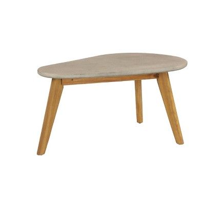 Small Mid-Century Wood Outdoor Accent Table - Gray - Olivia & May | Target