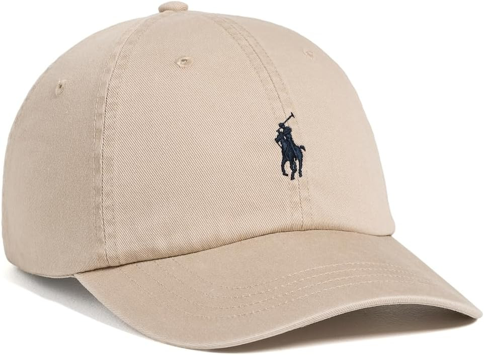 POLO RALPH LAUREN Men's Chino Sport Cap, Nubuck/Navy, Tan, One Size | Amazon (US)