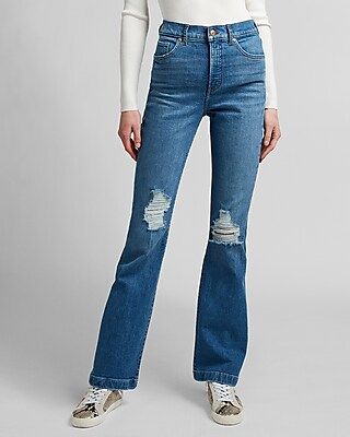 High Waisted Ripped Bootcut Jeans | Express
