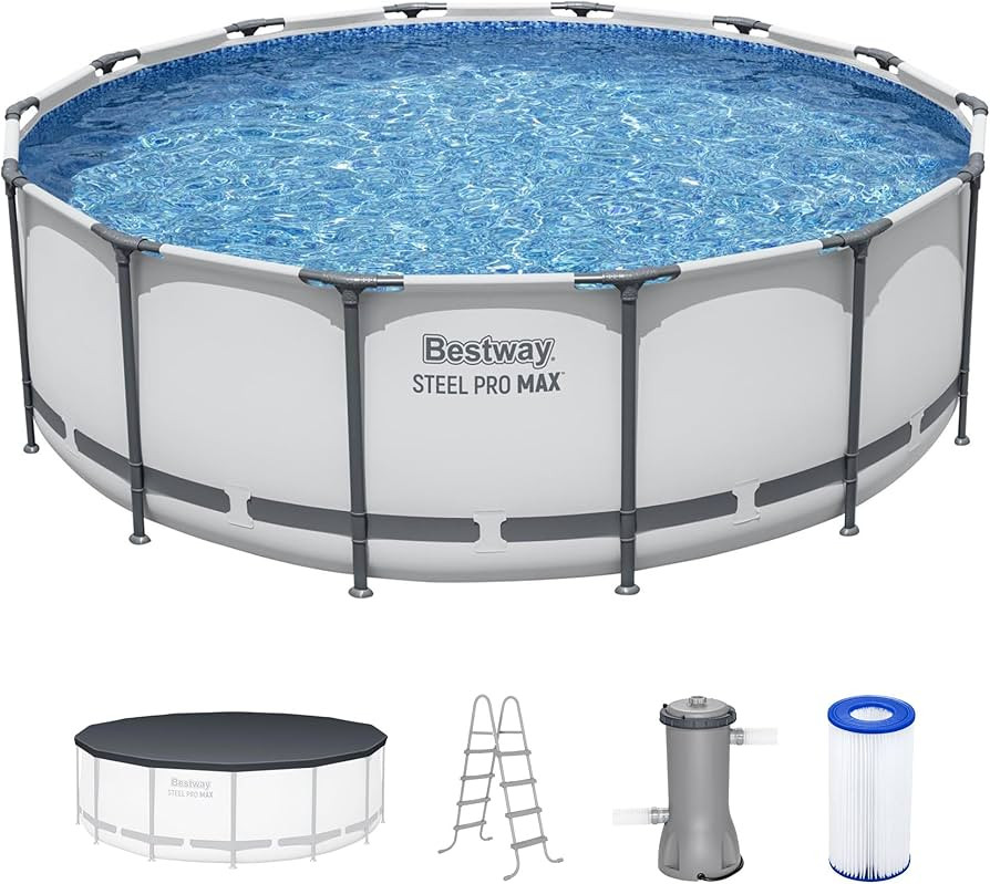 Bestway Steel Pro MAX 14' x 48" Above Ground Pool, Round Metal Frame Outdoor Swimming Pool Set wi... | Amazon (US)