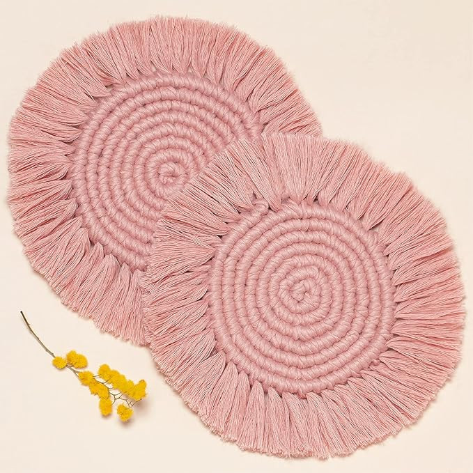 lavivie Macrame Coasters Woven Boho Handmade Absorbent Placemats, for Desk Table Kitchen Dining R... | Amazon (US)