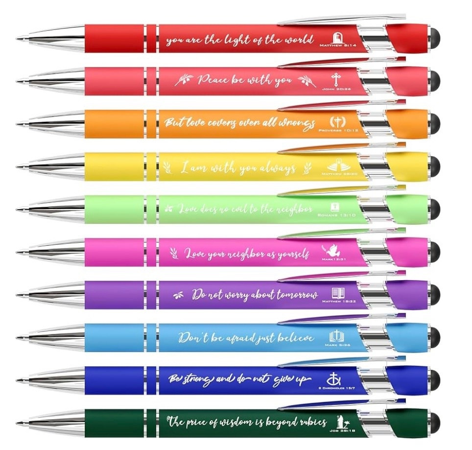 Encouraging Pens 2-in-1 Stylus Inspirational Bible Verse Pens 
Great Gifts for Coworkers, friends , family, School, Office Church, and great stocking stuffers 🧦 🖊️ 
 10-Pack

#LTKU #LTKHoliday #LTKGiftGuide