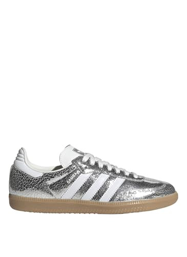 Adidas Samba OG Womens Sneaker (Silver Metallic Cracked Leather, 8.5) | Amazon (US)