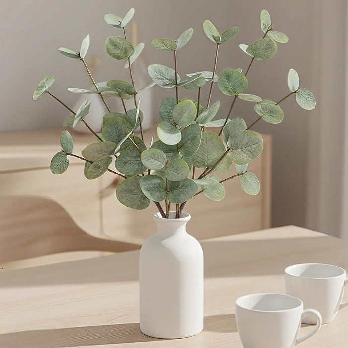 15" Artificial Eucalyptus Stems Potted Plant - Realistic Small Fake Desk Plants for Office Home D... | Amazon (US)