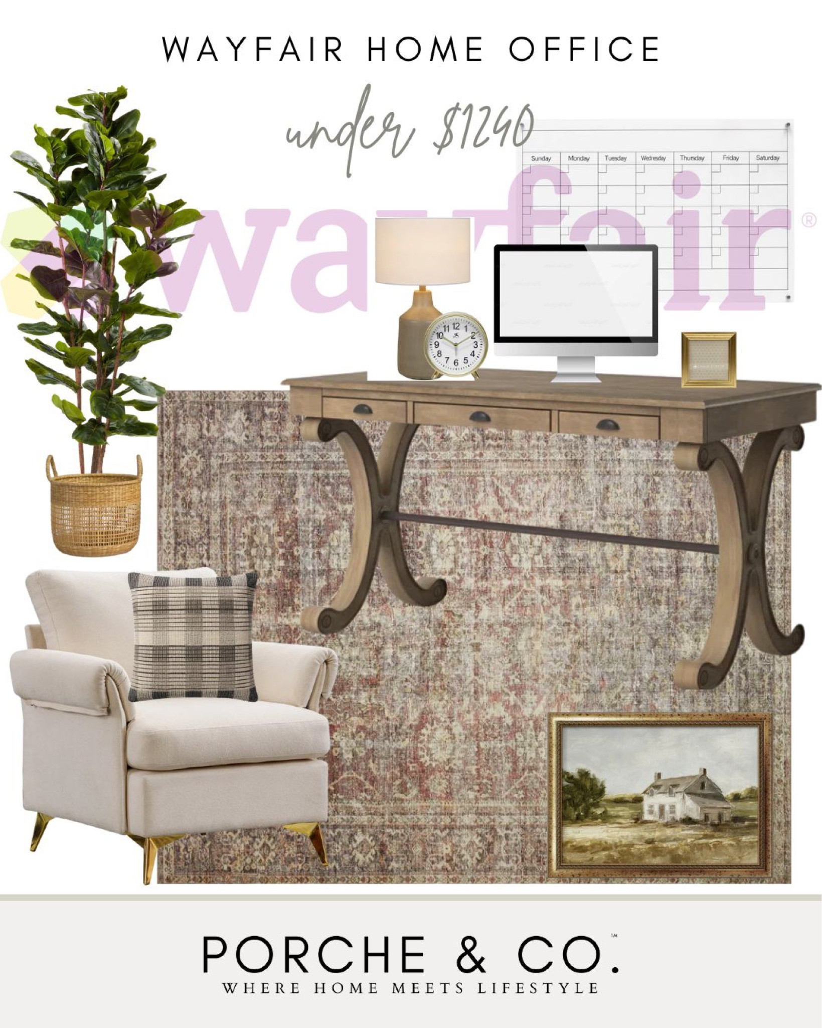 Wayfair home office, home office decor, home office styling 
#visionboard #moodboard #porcheandco

#LTKstyletip #LTKhome #LTKsalealert