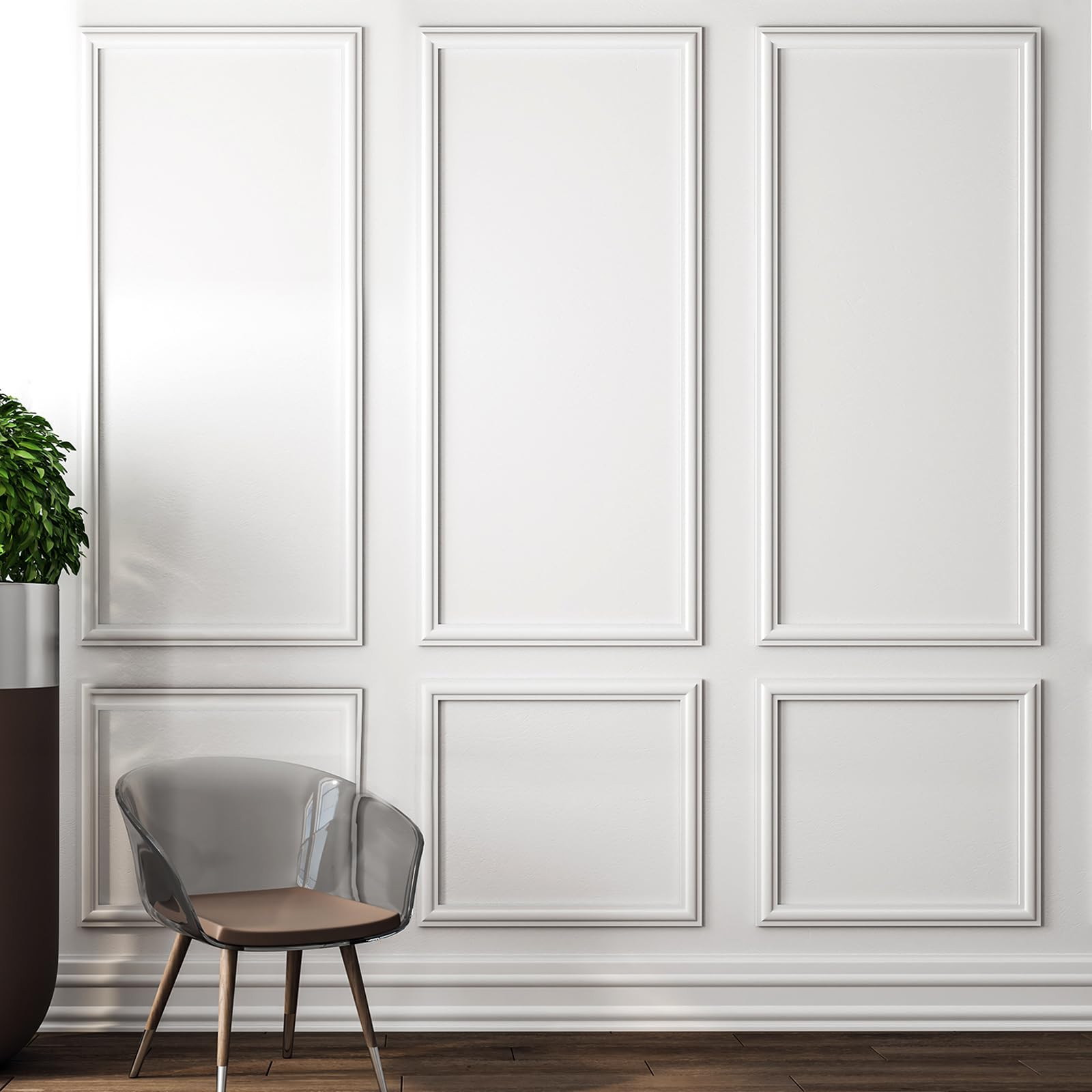 Pangda Peel and Stick Wall Molding Kit, 3D Premade Accent Molding Wainscoting Panel for Interior ... | Amazon (US)