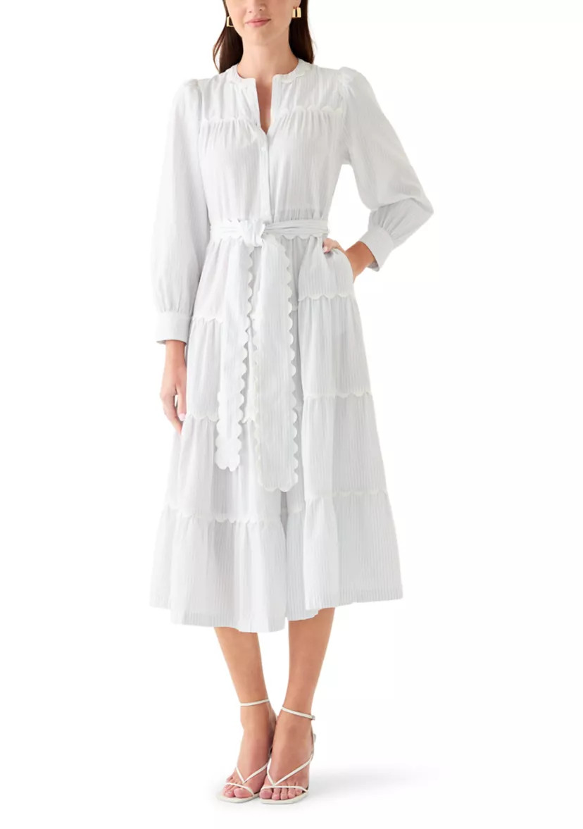 Women's Long Sleeve Scallop Trim Shirt Dress | Belk