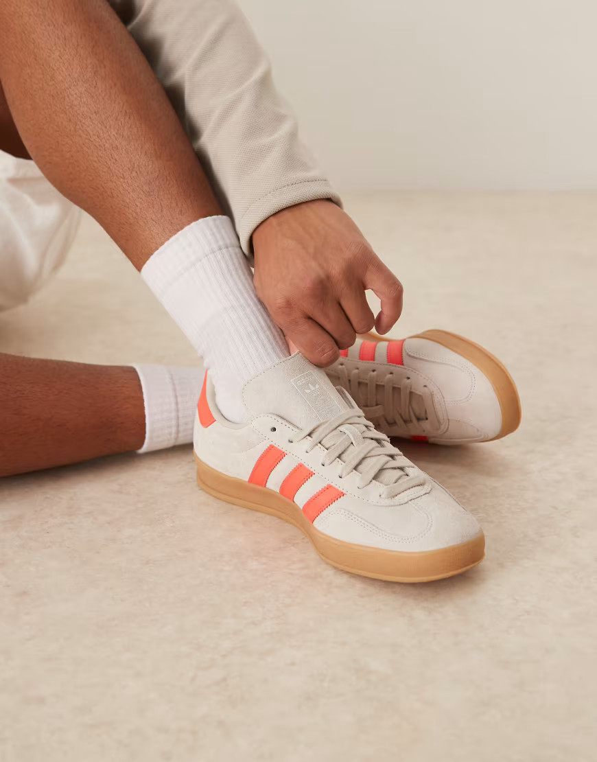 adidas Originals Gazelle Indoor sneakers in gray and red | ASOS (Global)