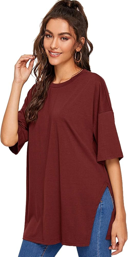 Floerns Women's Casual Basic Short Sleeve Loose T-Shirt Tee Tops | Amazon (US)