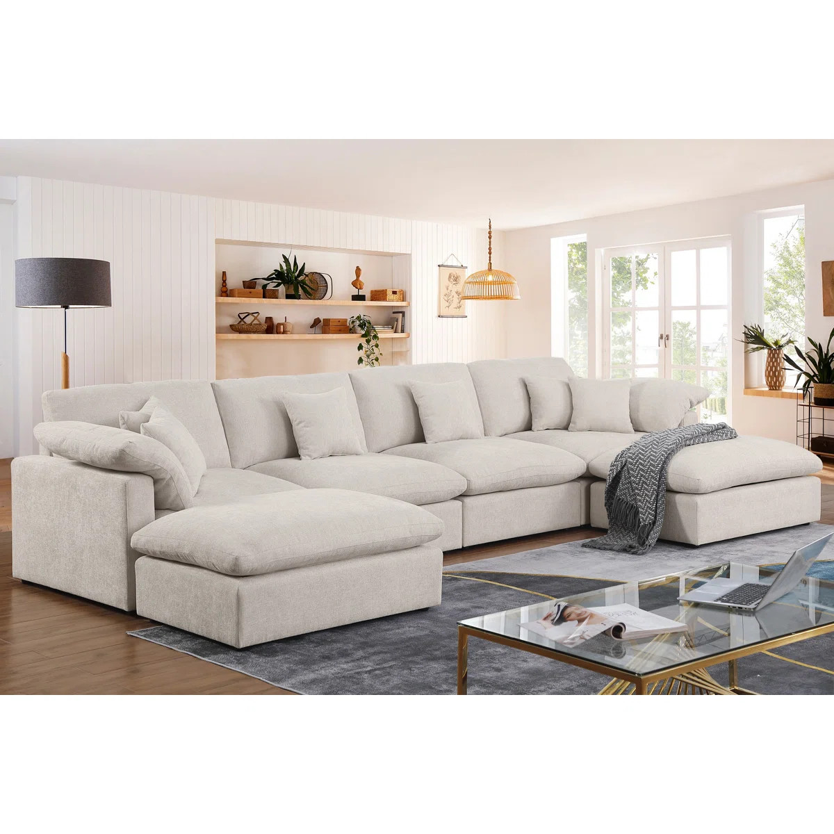 6 - Piece 155.7" U Shape Sectional Sofa Cloud Couch With Removable Ottomans | Wayfair North America