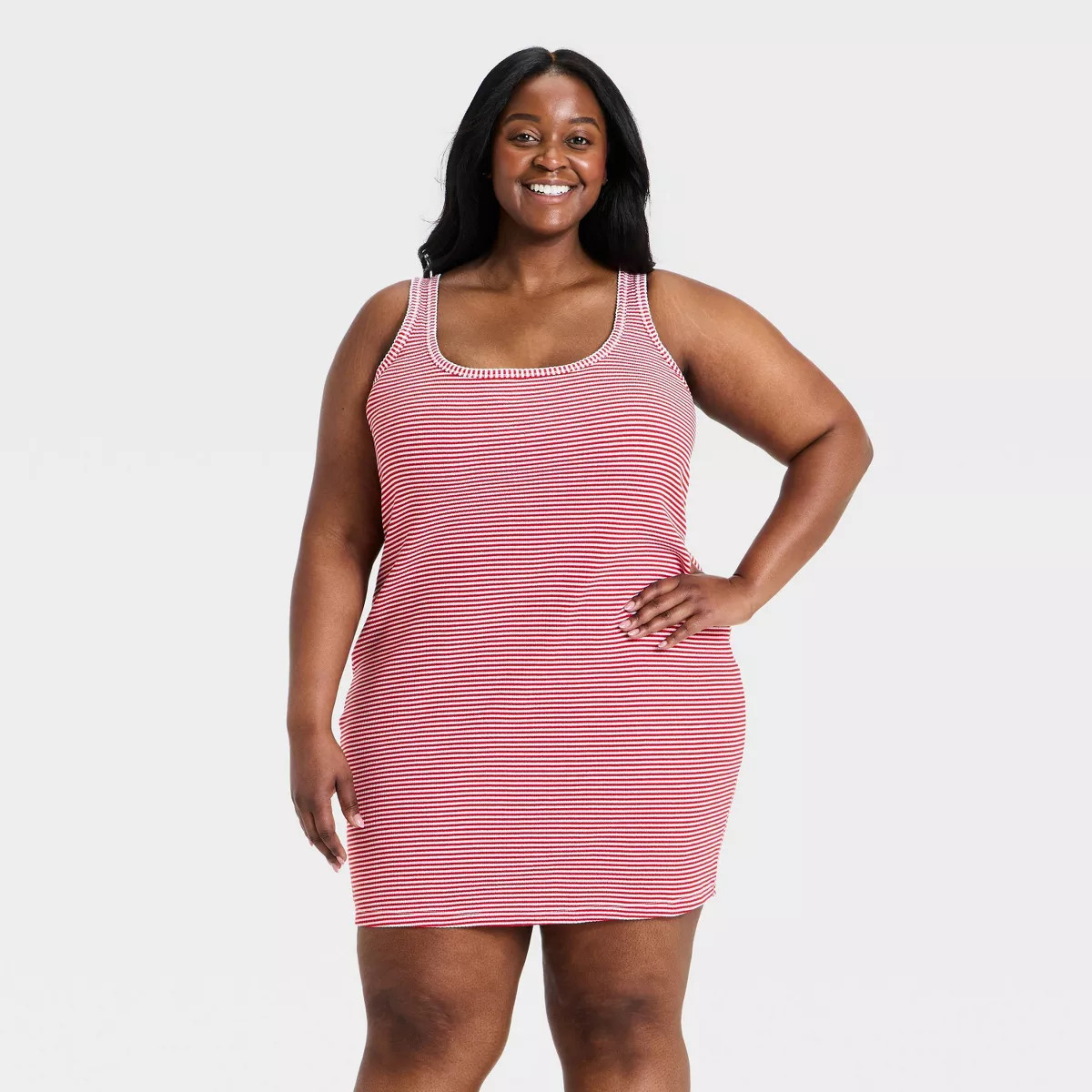Women's Knit Mini Bodycon Dress - Universal Thread\u2122 Red Striped 2X | Target