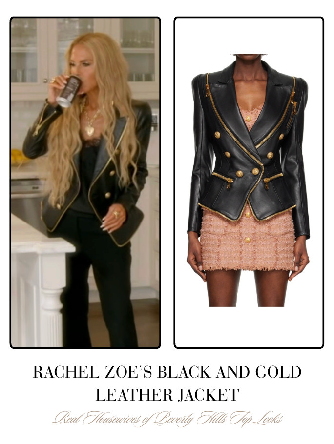 Rachel Zoe's Black and Gold Leather Jacket is by Balmain // Shop Similar 

 