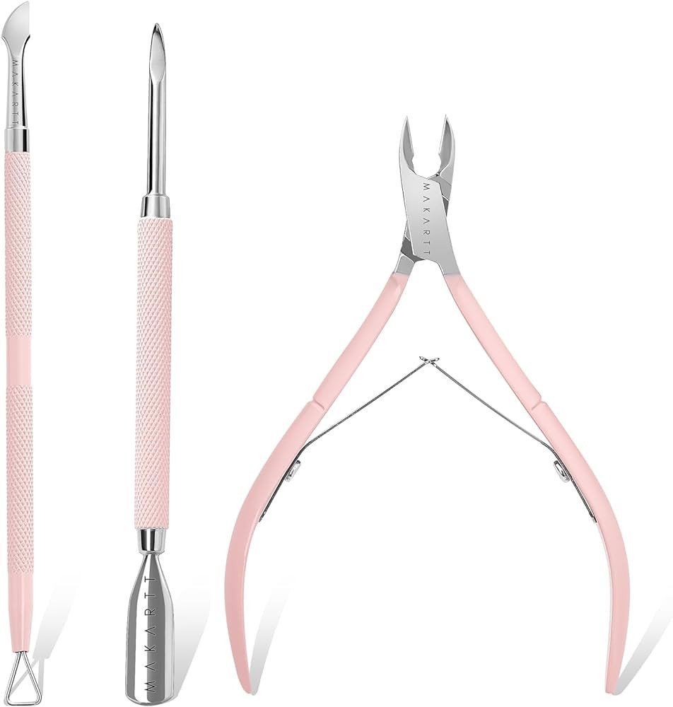 Makartt Cuticle Trimmer with Cuticle Pusher, 3 PCS Pink Nail Cuticle Nipper Professional Pedicure... | Amazon (US)