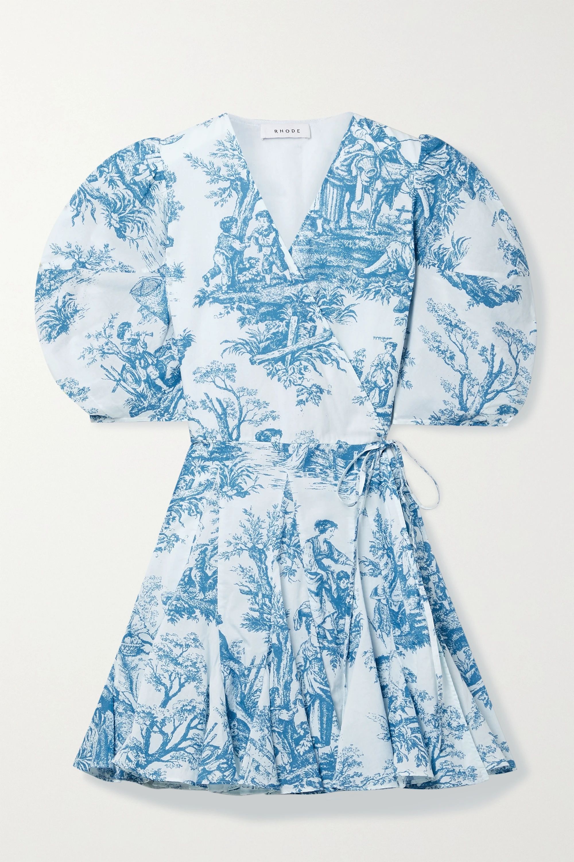 White Rosie printed cotton-voile wrap mini dress | Rhode | NET-A-PORTER | NET-A-PORTER (US)