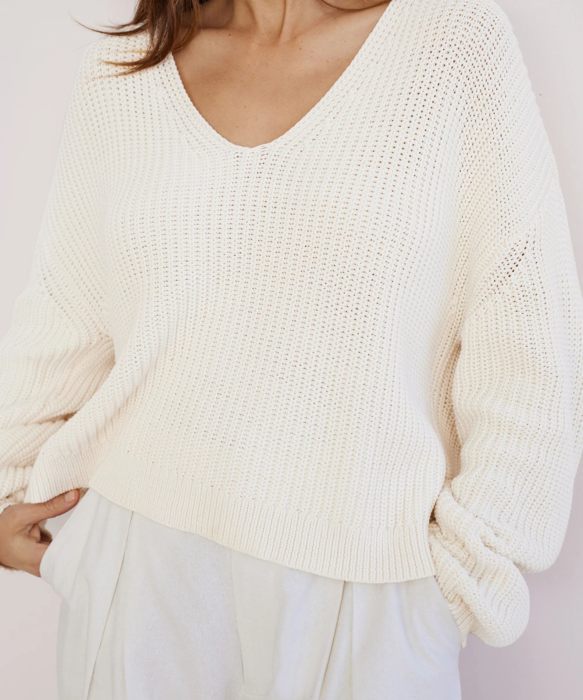 Cropped Cotton Cabin Sweater | Jenni Kayne