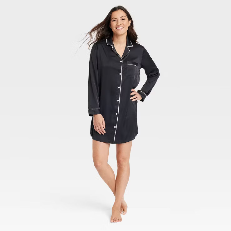 Women's Satin Notch Collar NightGown - Stars Above™ | Target