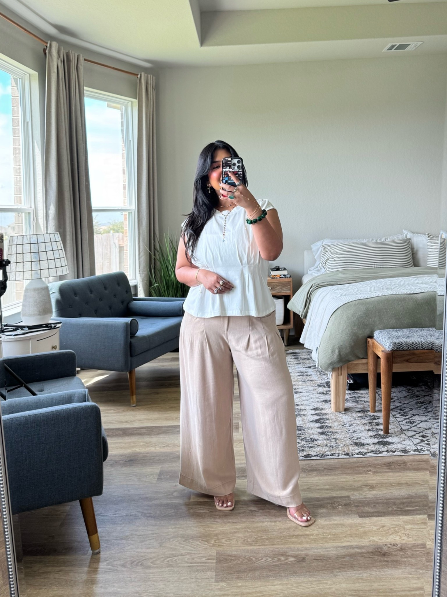 I’m 5’1” size 12 wearing a large in the pants (shade Apricot) and top (perfect loose fit but still has shape). Pants have a stretchy waist, are cotton/linen, and so comfy!

#LTKPetite #LTKMidsize #LTKOver40