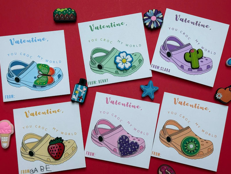 Valentine Class Favors You Croc My World Classroom Valentine Croc Charm Included School Valentine... | Etsy (US)