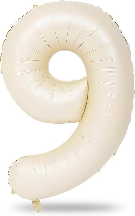 40 Inch Balloon Number 9 Beige, Large Cream Foil Number Balloons Set 0-9, Nude Neutral Digital 9 ... | Amazon (US)