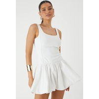 Womens Square Neck Puffball Mini Dress - White - 14 | boohoo (US & Canada)
