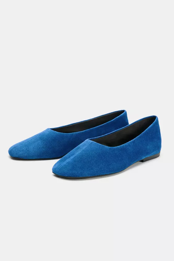 SUEDE BALLET FLATS | Zara US