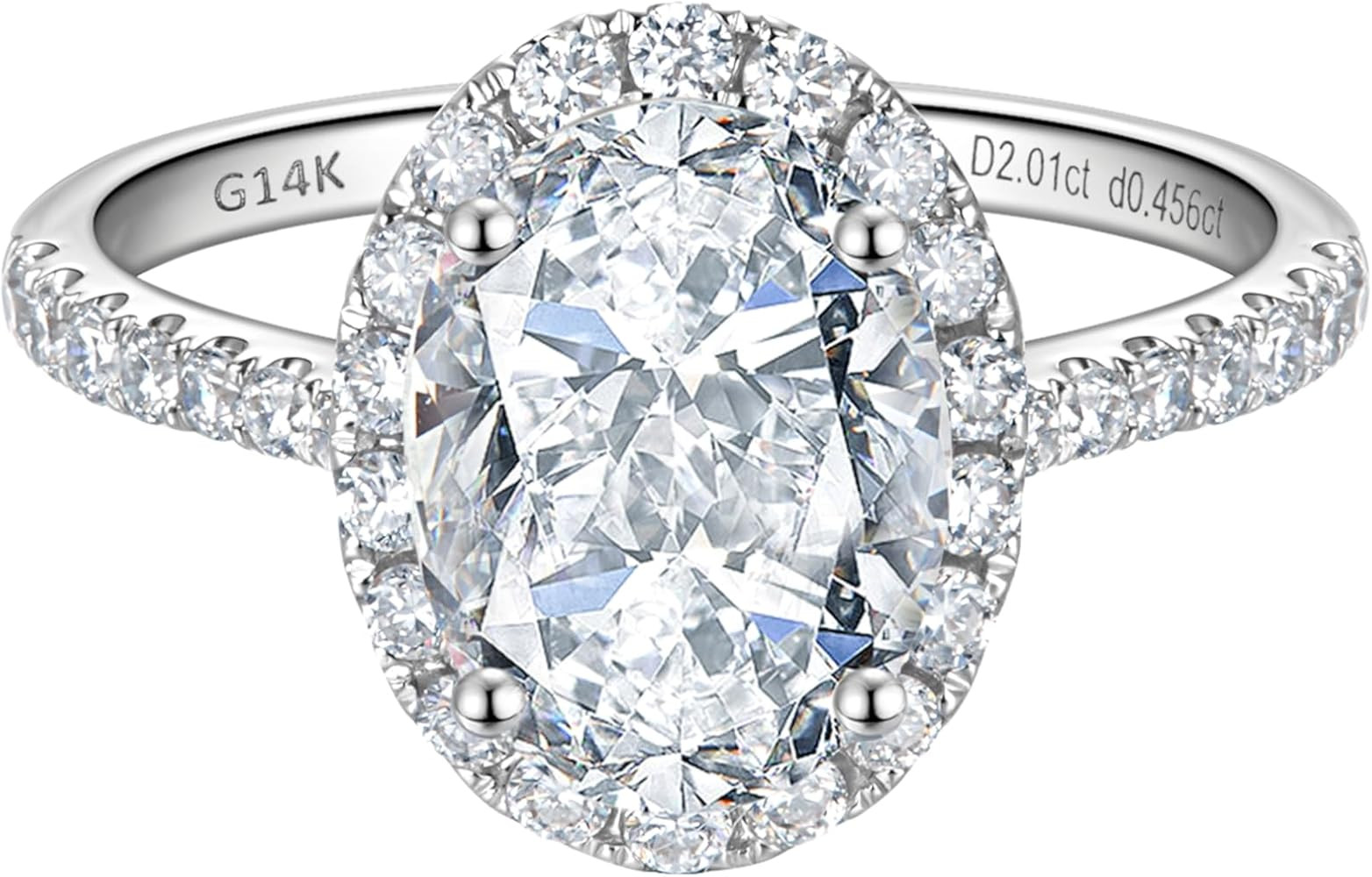 Halo 14k White Gold 0.5 to 2 Carat IGI Certified LAB Grown Diamond Engagement Rings with Side Sto... | Amazon (US)