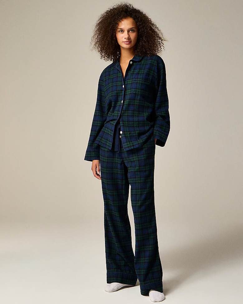 Cotton flannel pajama pant set in Black Watch tartan | J. Crew US