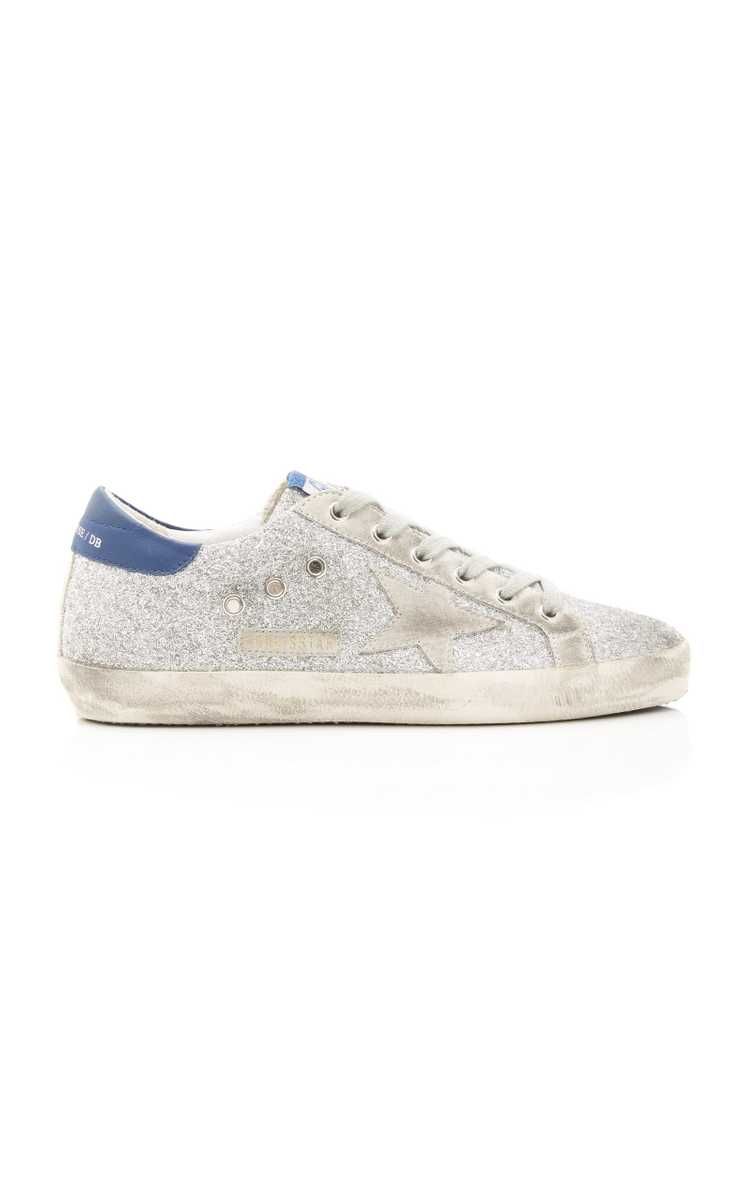 Superstar Glittered Distressed Leather And Suede Sneakers | Moda Operandi (Global)