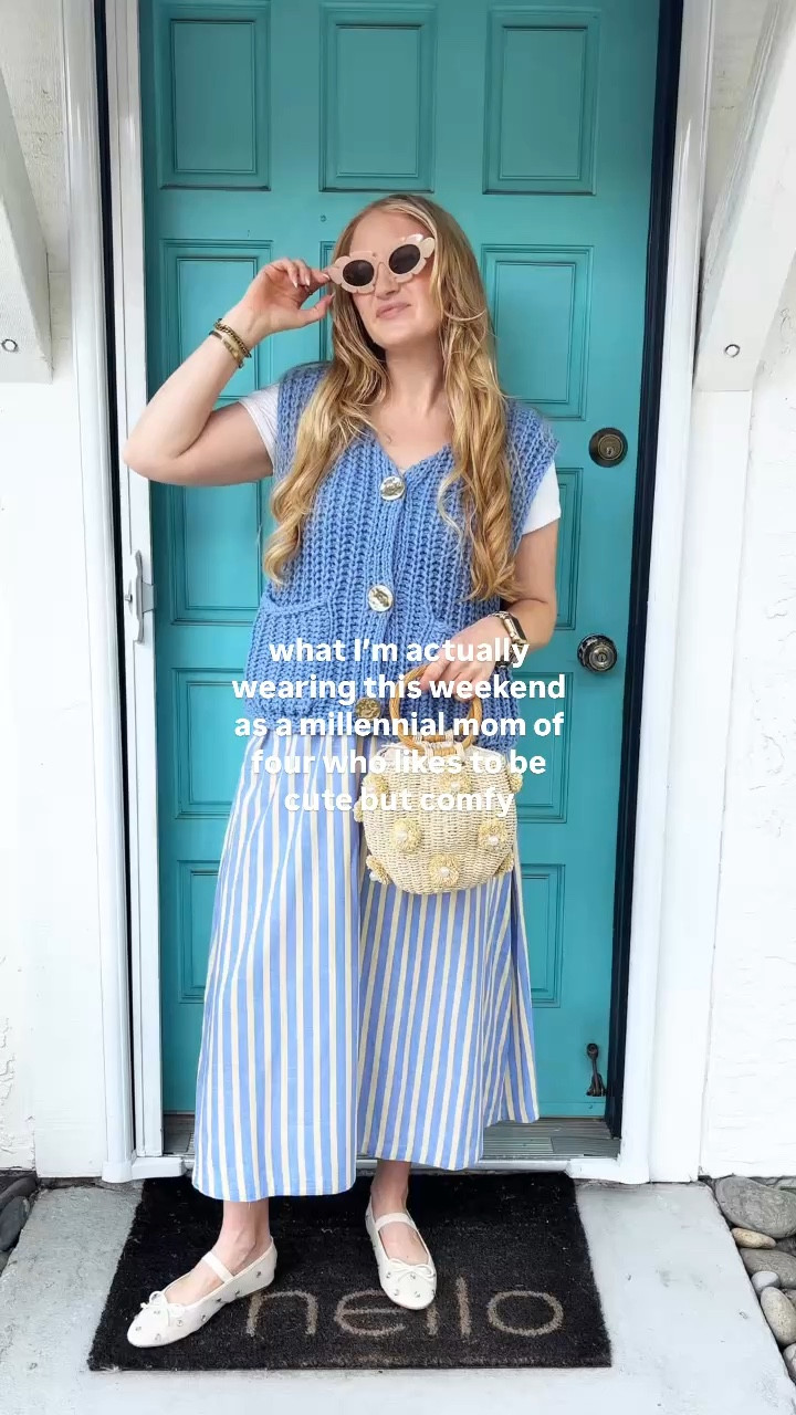 Spring outfit idea 💙 striped linen skirt and viral chunky knit vest

Wearing M in vest and skirt. Vest runs really oversized! I could’ve done an S. 150 lbs and 5’7” for reference. 
⁣
a cozy and colorful knit chunky vest paired with this new target summer skirt = comfy but cute 👏 the skirt is a linen blend so perfect for warmer weather and such an easy piece to style and wear! i’m loving this beautiful periwinkle blue for spring!
⁣
spring ootd, target skirt, affordable linen skirt, mom outfits, mom outfit ideas, elevated casual outfit inspiration,  casual yet elevated looks, striped linen skirt, viral knit vest, chunky viral knit vest, colorful style, periwinkle blue style, trending spring colors, trending spring style, affordable style

#LTKFindsUnder100 #LTKStyleTip #LTKFindsUnder50