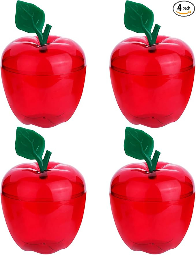 Large Red Apple Container,4 Pack Plastic Apple Boxes Filling Containers Jar,Classroom Wedding Val... | Amazon (US)