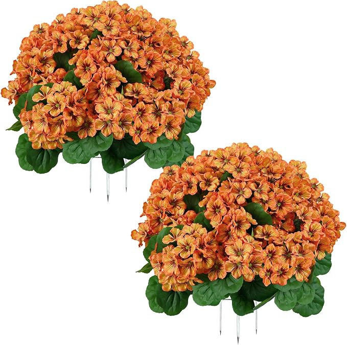 18 Inch Artificial Geranium Flower Ball, Mums-Inspired Fall Outdoor Decor, UV Resistant Faux Plan... | Amazon (US)
